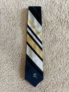 Striped Navy, Gold & White Men's Tie – Classic Diagonal Design